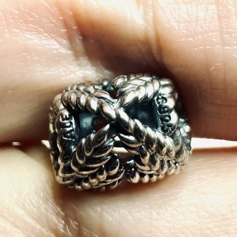 NWT Pandora Icon of Nature Wheat Heart S925 ALE Sterling Silver (797618) - Picture 2 of 4